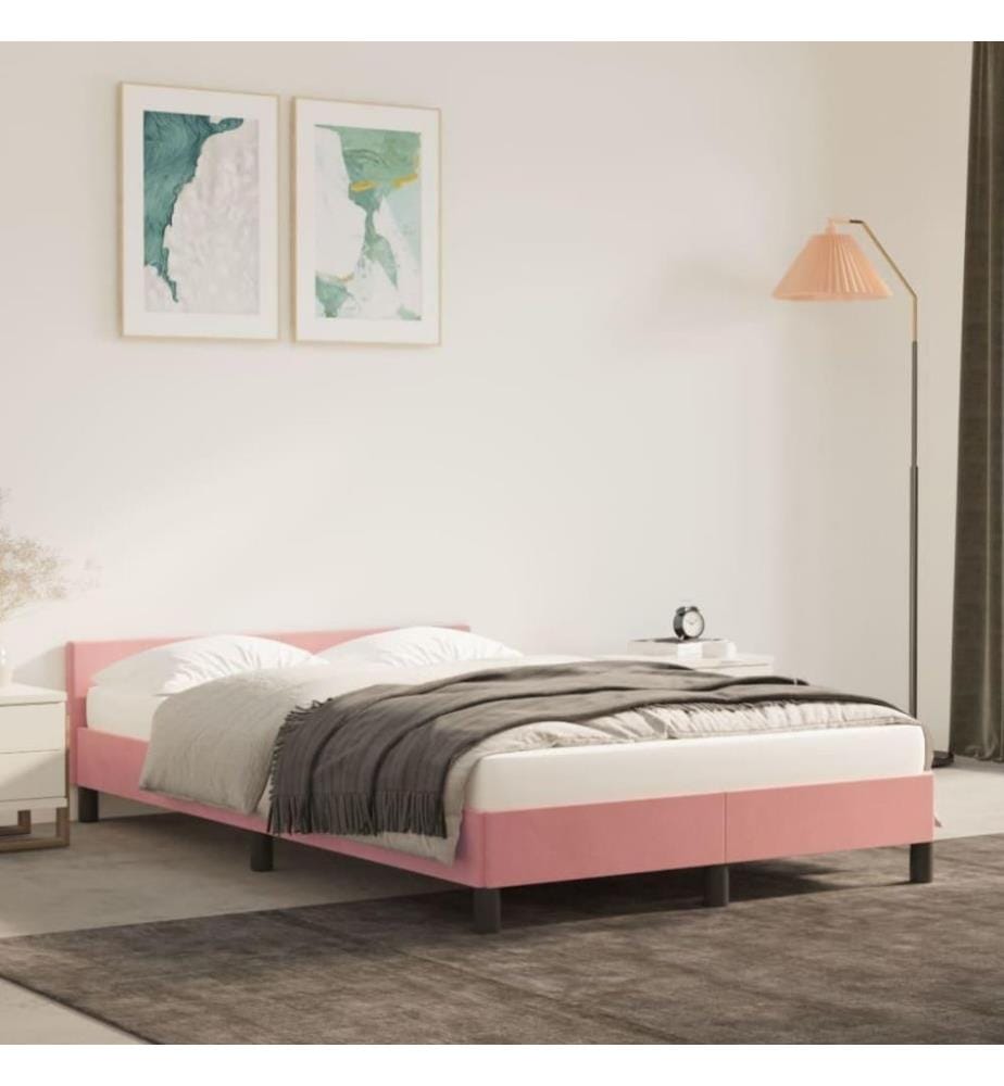 Bettgestell mit Kopfteil Rosa 120x200 cm Samt