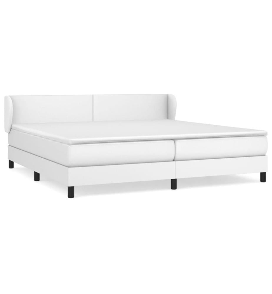 Boxspringbett mit Matratze Weiss 200x200 cm Kunstleder