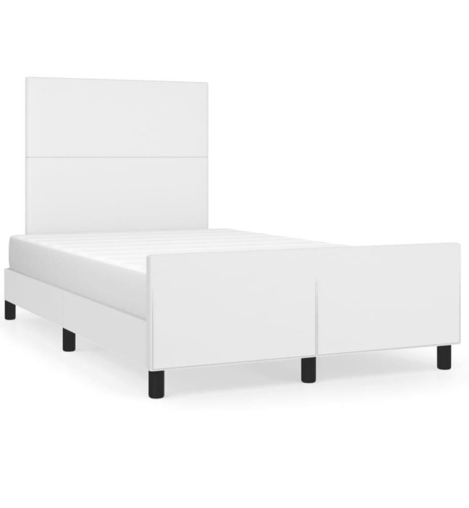 Bettgestell mit Kopfteil Weiss 120x200 cm Kunstleder