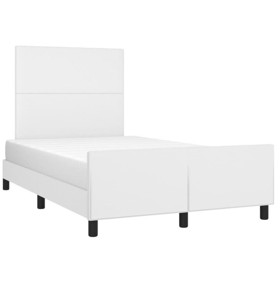 Bettgestell mit Kopfteil Weiss 120x200 cm Kunstleder