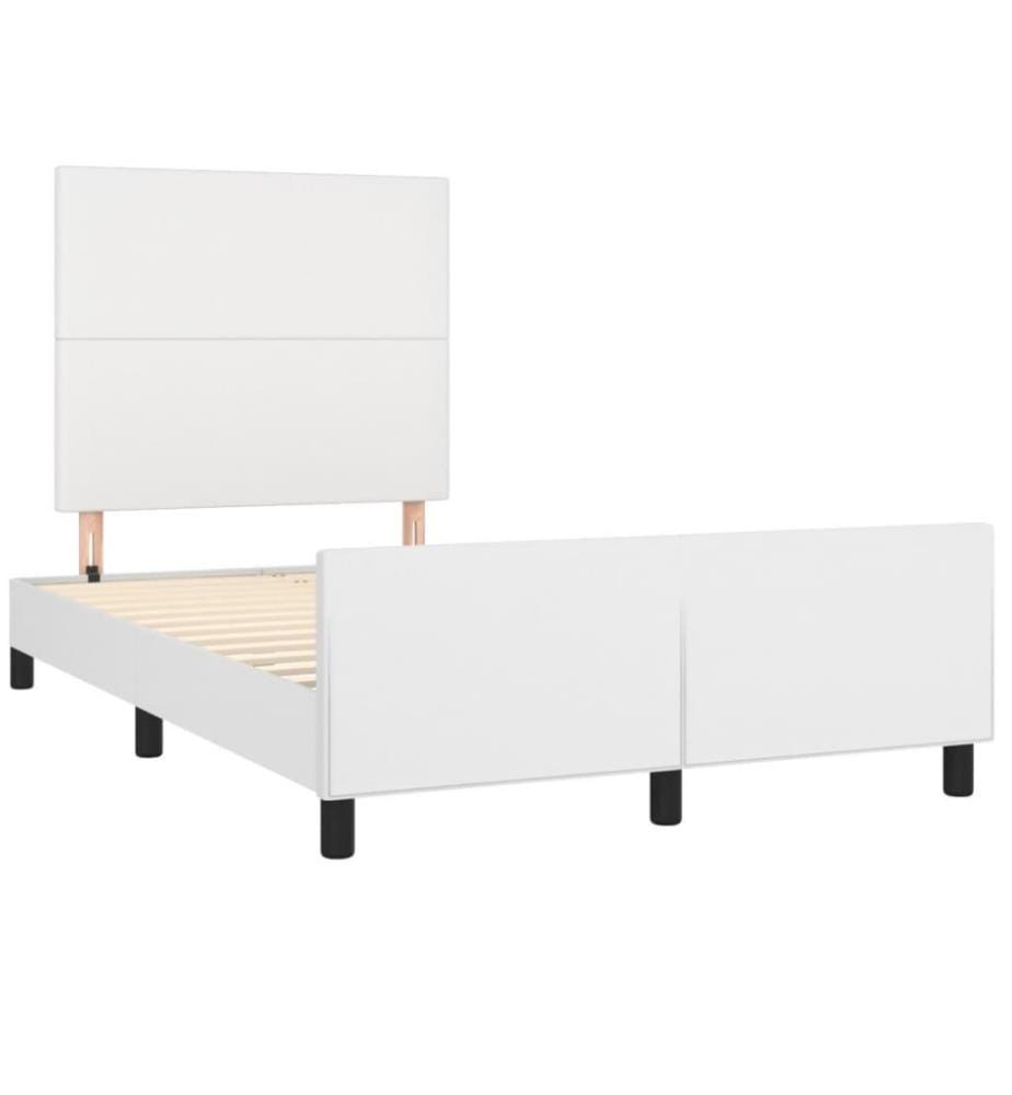 Bettgestell mit Kopfteil Weiss 120x200 cm Kunstleder