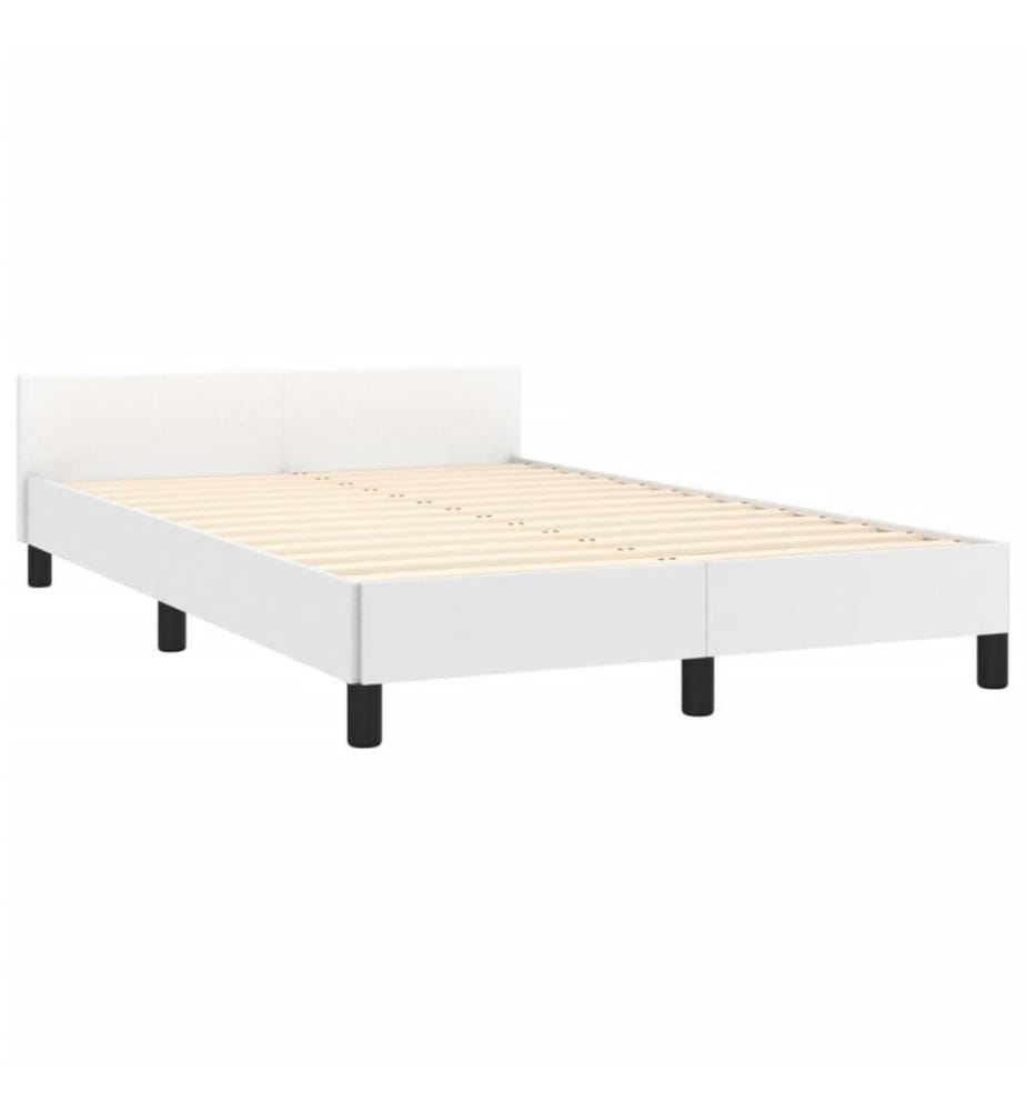 Bettgestell mit Kopfteil Weiss 120x200 cm Kunstleder