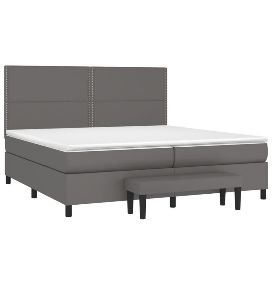 Boxspringbett mit Matratze Grau 200x200 cm Kunstleder