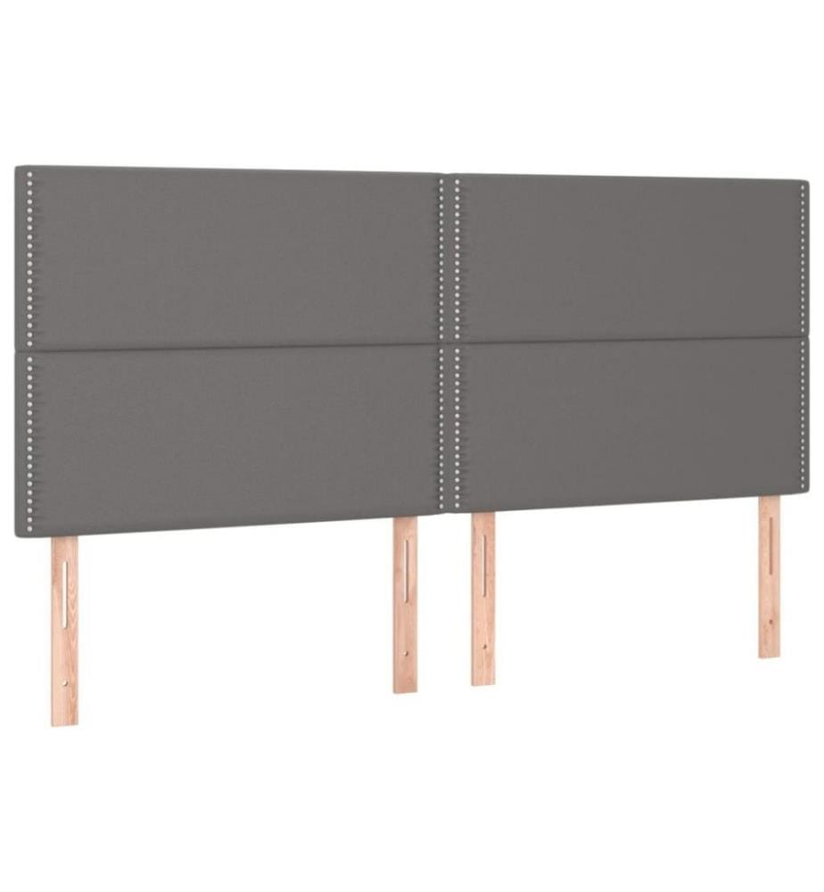 Boxspringbett mit Matratze Grau 200x200 cm Kunstleder