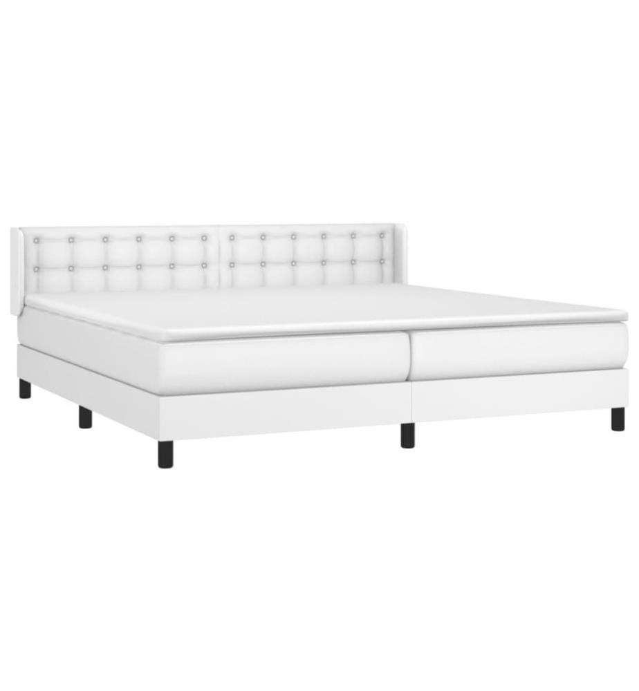 Boxspringbett mit Matratze Weiss 200x200 cm Kunstleder
