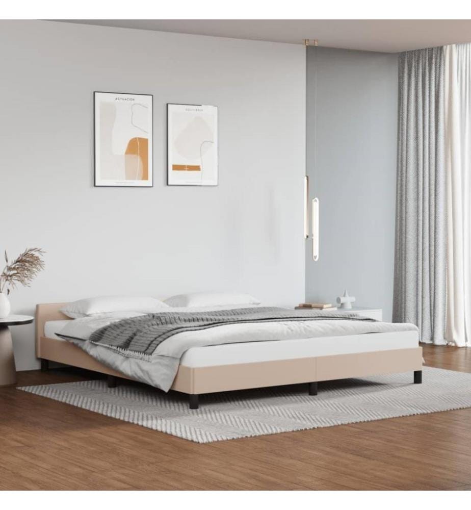 Bettgestell mit Kopfteil Cappuccino-Braun 160x200 cm Kunstleder