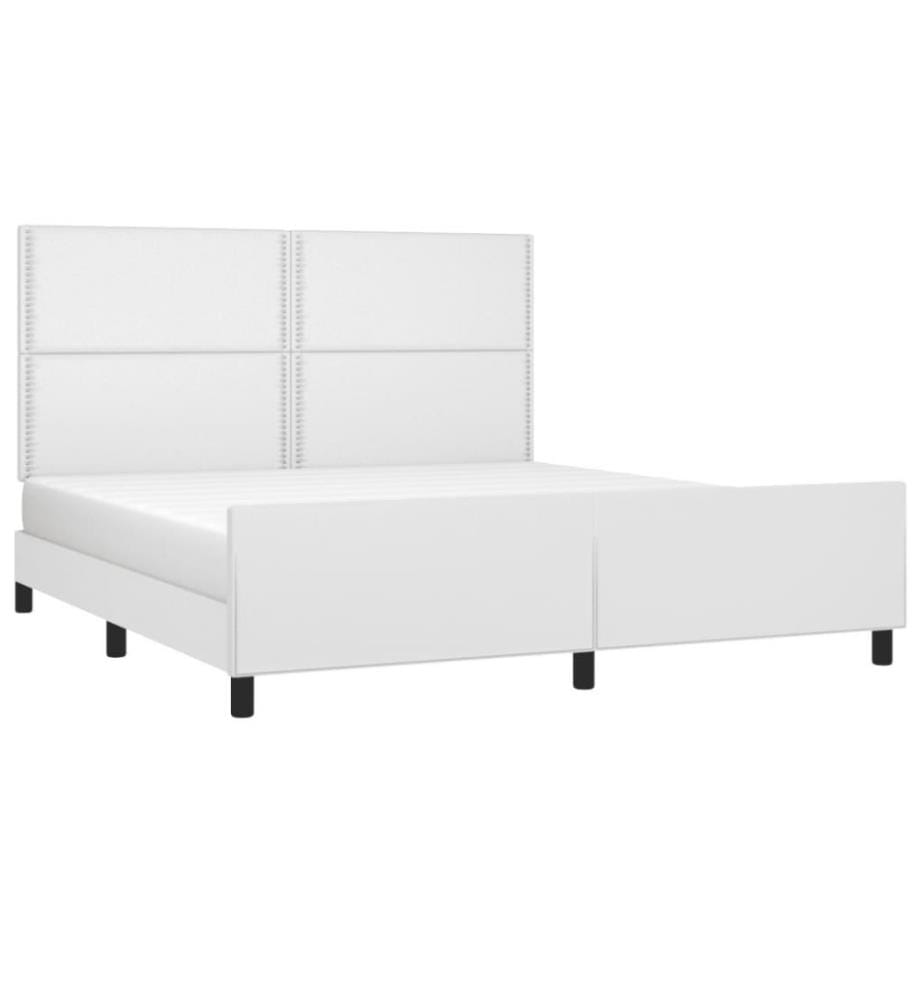 Cadre de lit avec tête de lit Blanc 160x200 cm Similicuir