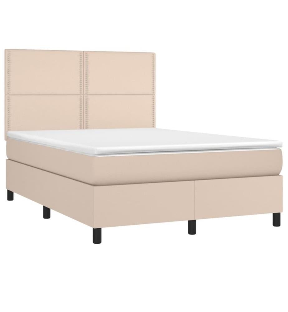 Boxspringbett mit Matratze & LED Cappuccino-Braun 140x200cm