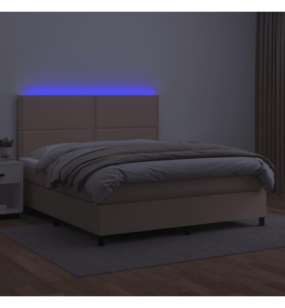 Boxspringbett mit Matratze & LED Cappuccino-Braun 140x200cm