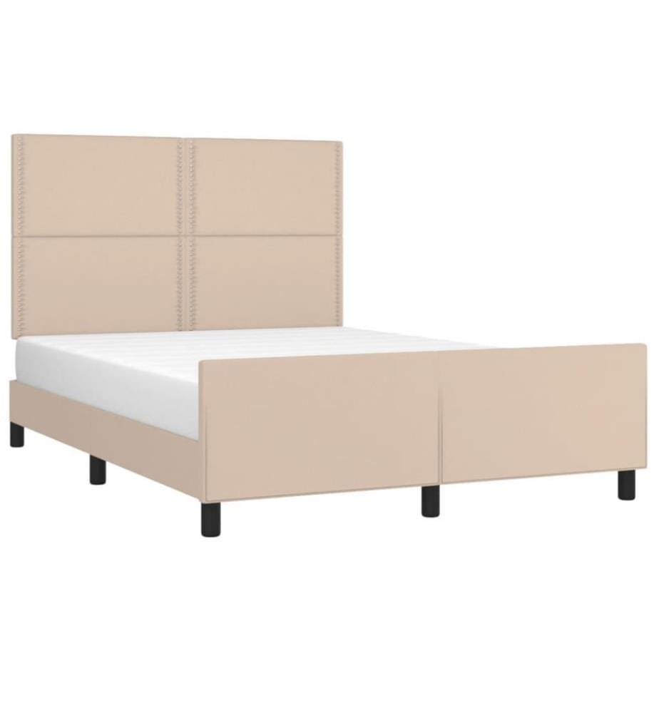 Bettgestell mit Kopfteil Cappuccino-Braun 140x200 cm Kunstleder