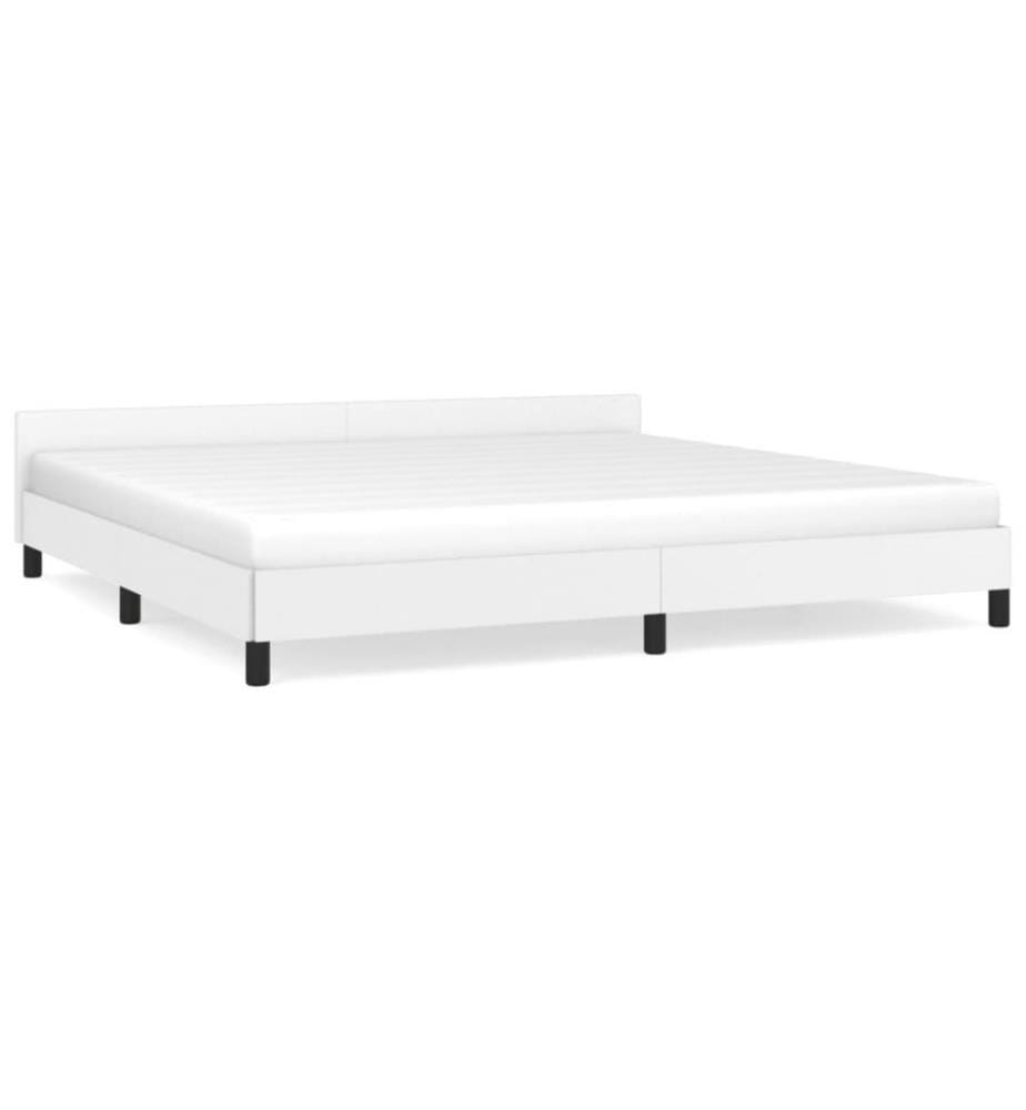 Bettgestell mit Kopfteil Weiss 200x200 cm Kunstleder