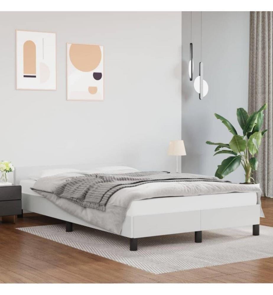 Cadre de lit avec tête de lit Blanc 120x200 cm Similicuir