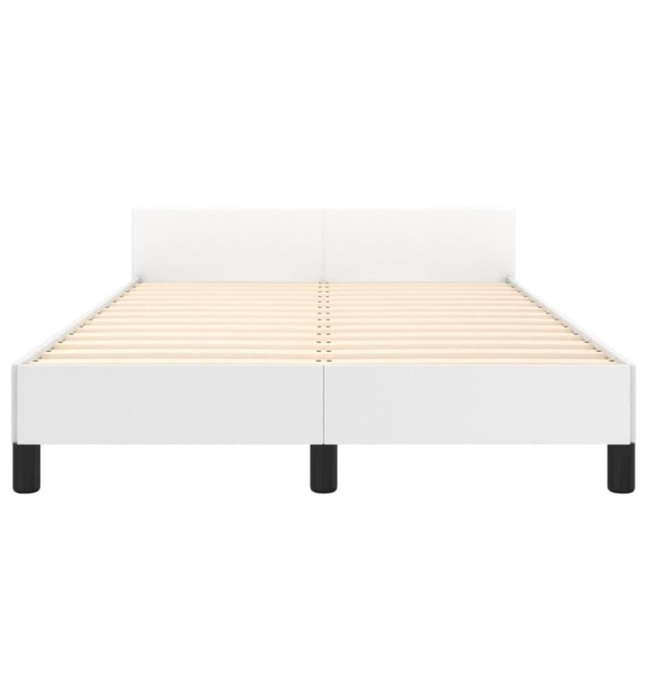 Bettgestell mit Kopfteil Weiss 120x200 cm Kunstleder