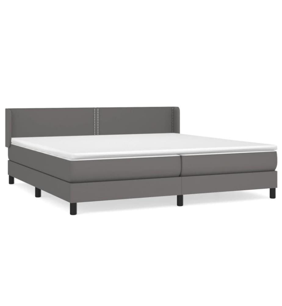 Boxspringbett mit Matratze Grau 200x200 cm Kunstleder