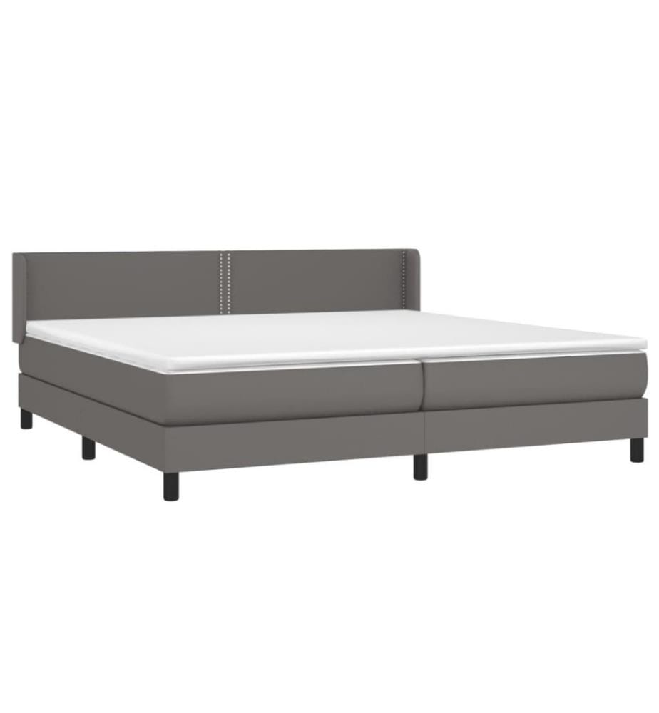 Boxspringbett mit Matratze Grau 200x200 cm Kunstleder