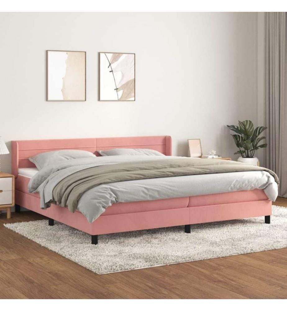 Boxspringbett mit Matratze Rosa 200x200 cm Samt