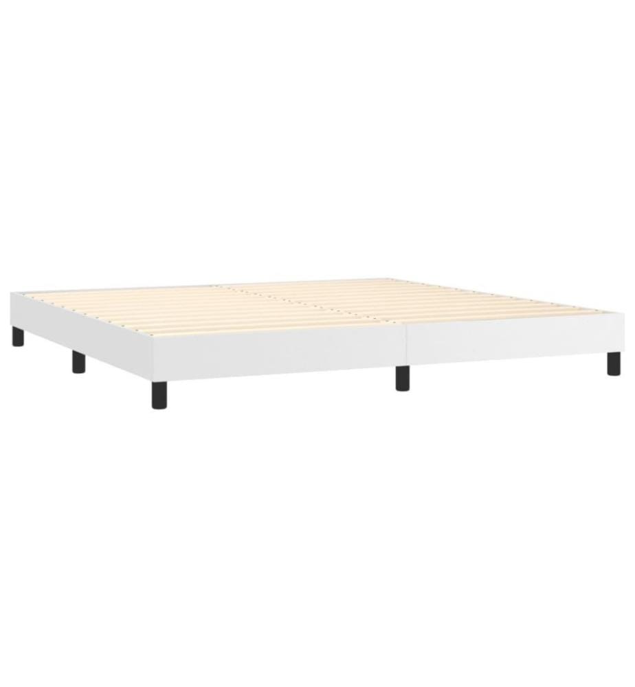 Boxspringbett mit Matratze & LED Weiss 200x200 cm Kunstleder