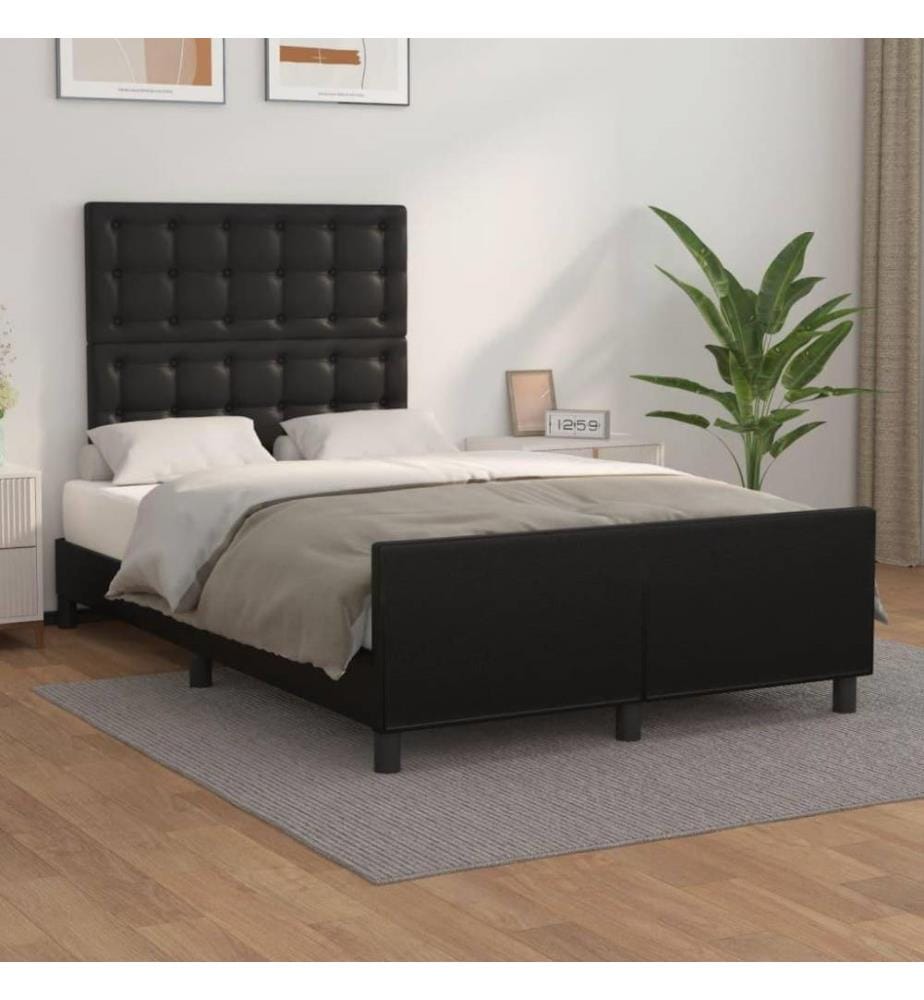 Bettgestell mit Kopfteil Schwarz 120x200 cm Kunstleder