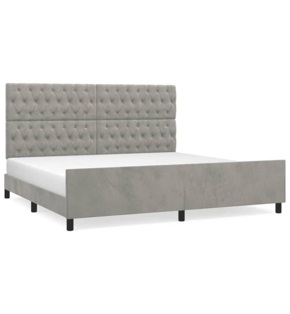 Bettgestell mit Kopfteil Hellgrau 200x200 cm Samt