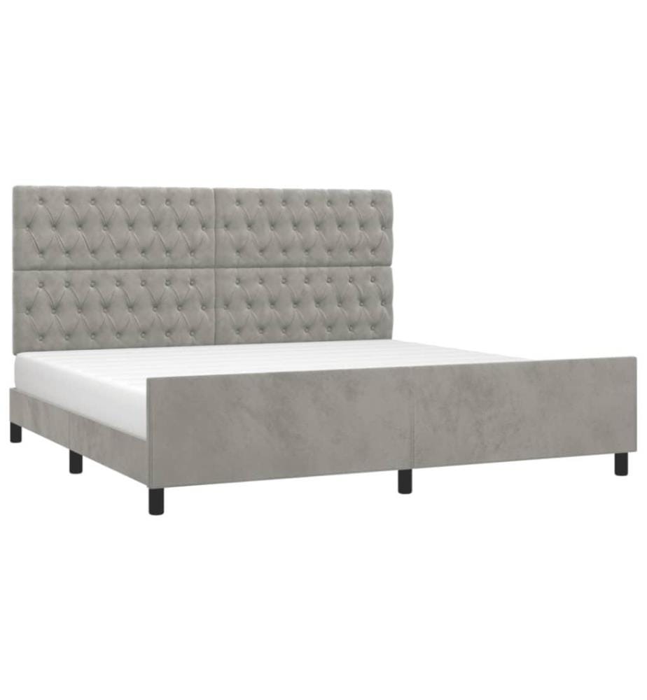 Bettgestell mit Kopfteil Hellgrau 200x200 cm Samt
