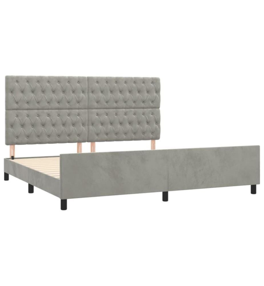 Bettgestell mit Kopfteil Hellgrau 200x200 cm Samt
