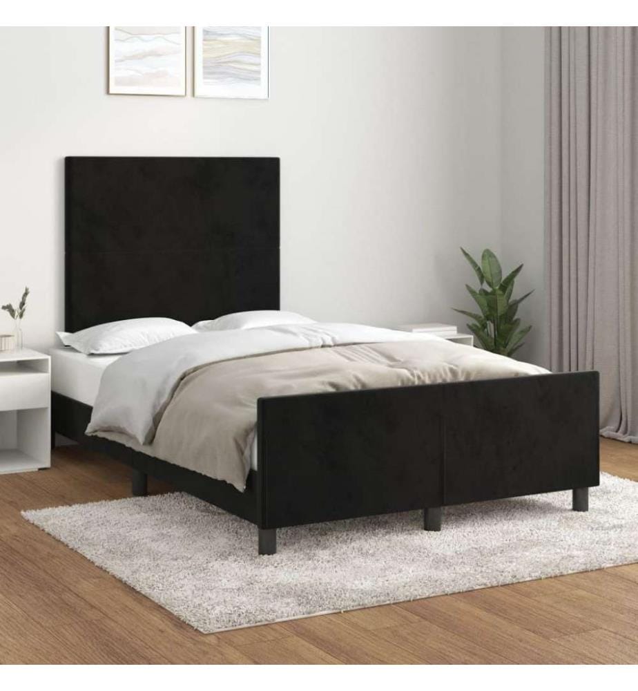 Bettgestell mit Kopfteil Schwarz 120x200 cm Samt