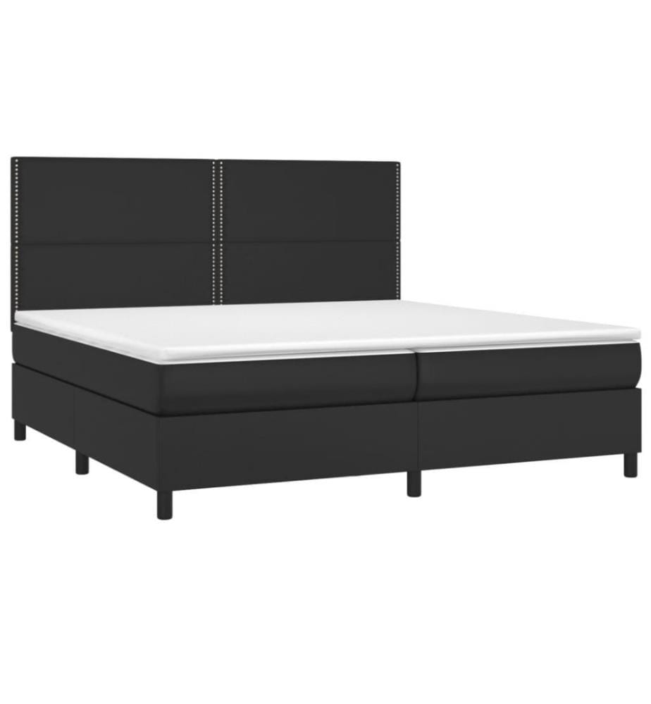 Boxspringbett mit Matratze & LED Schwarz 200x200 cm Kunstleder