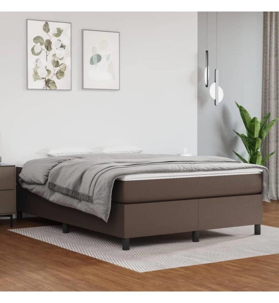 Boxspringbett Braun 140x200 cm Kunstleder