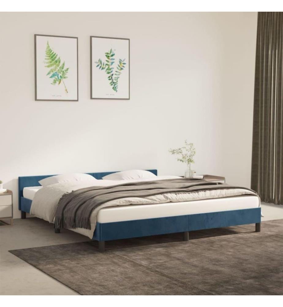 Bettgestell mit Kopfteil Dunkelblau 160x200 cm Samt