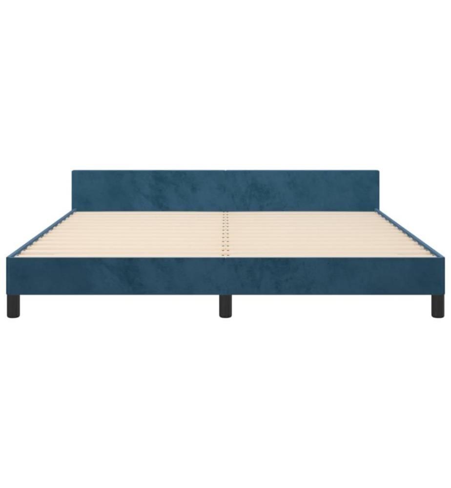 Bettgestell mit Kopfteil Dunkelblau 160x200 cm Samt