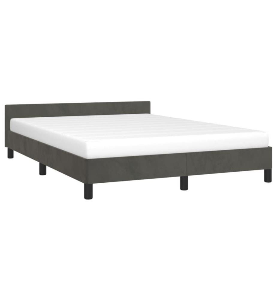 Bettgestell mit Kopfteil Dunkelgrau 140x190 cm Samt
