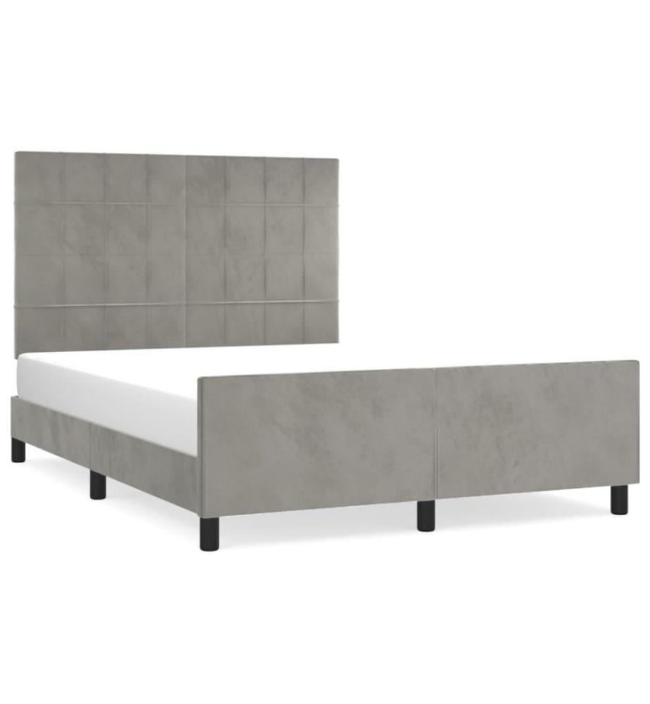 Bettgestell mit Kopfteil Hellgrau 140x190 cm Samt