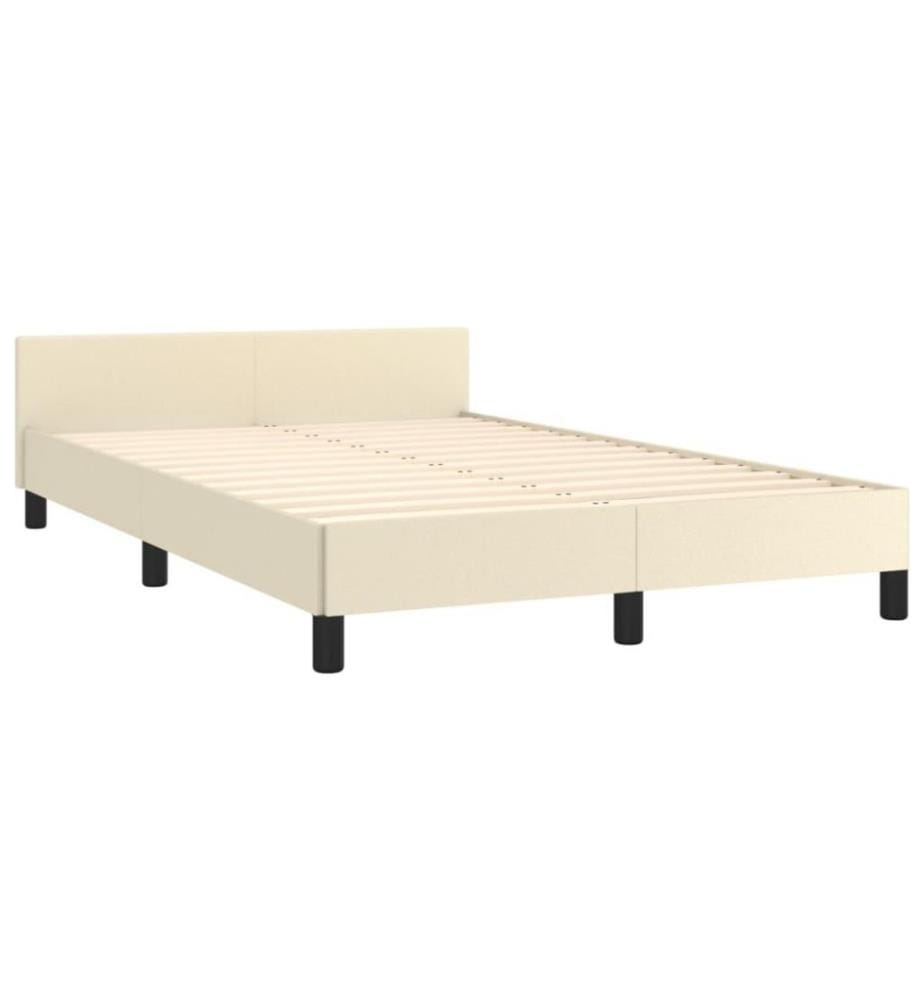 Bettgestell mit Kopfteil Creme 120x200 cm Kunstleder