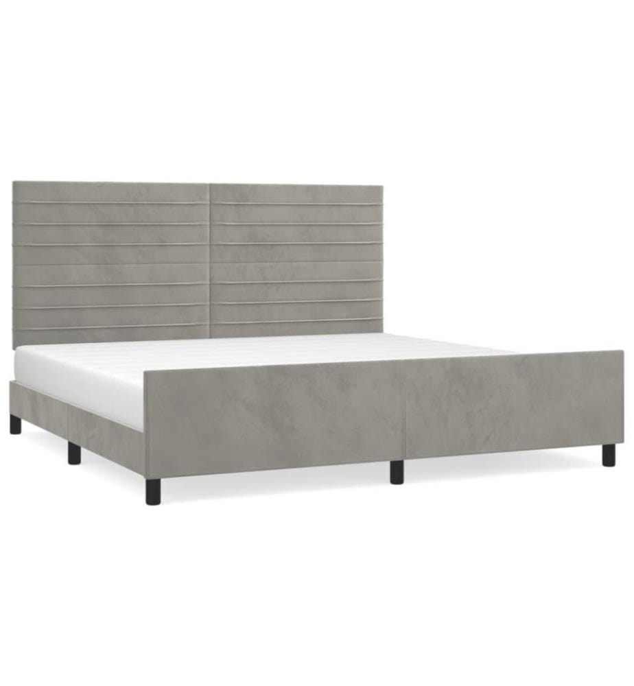Bettgestell mit Kopfteil Hellgrau 200x200 cm Samt