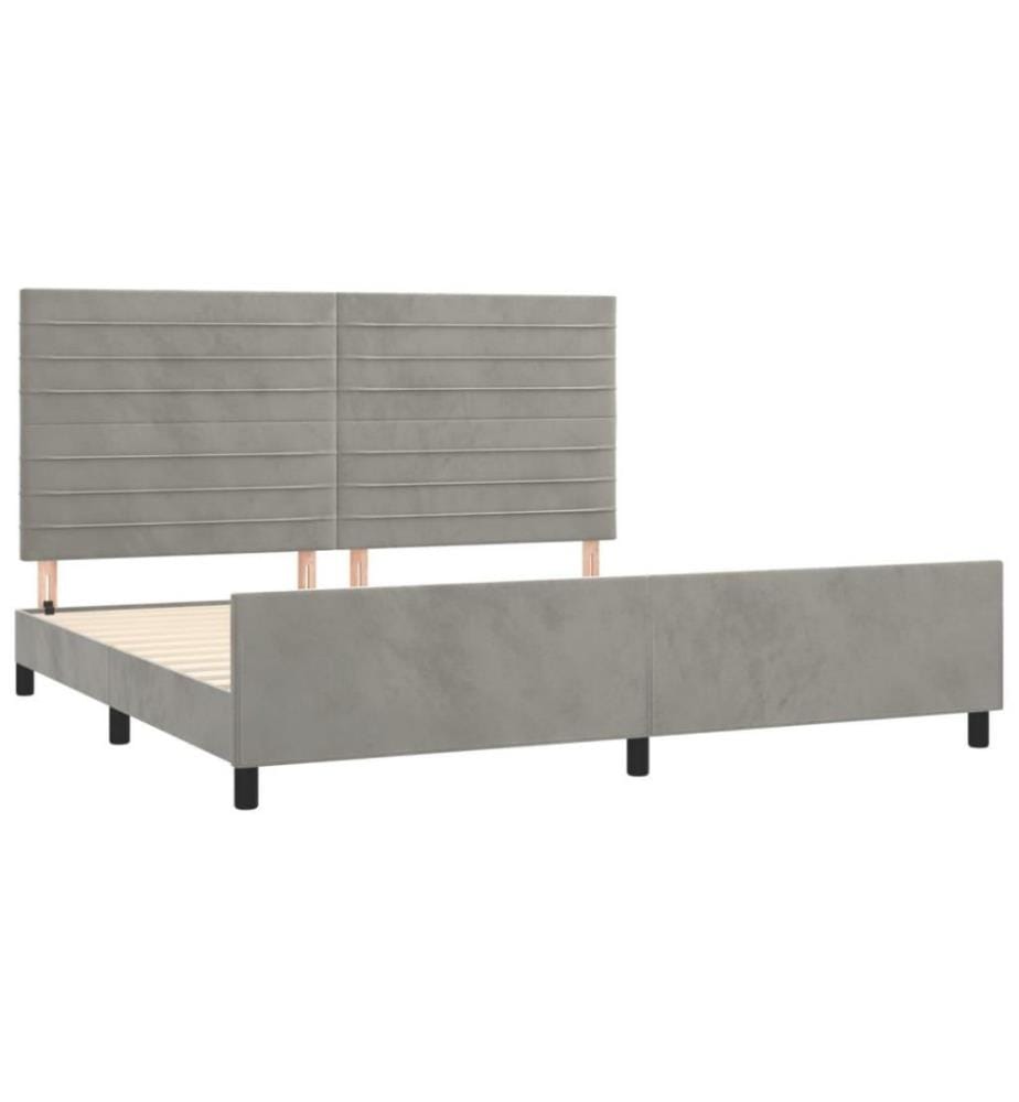 Bettgestell mit Kopfteil Hellgrau 200x200 cm Samt