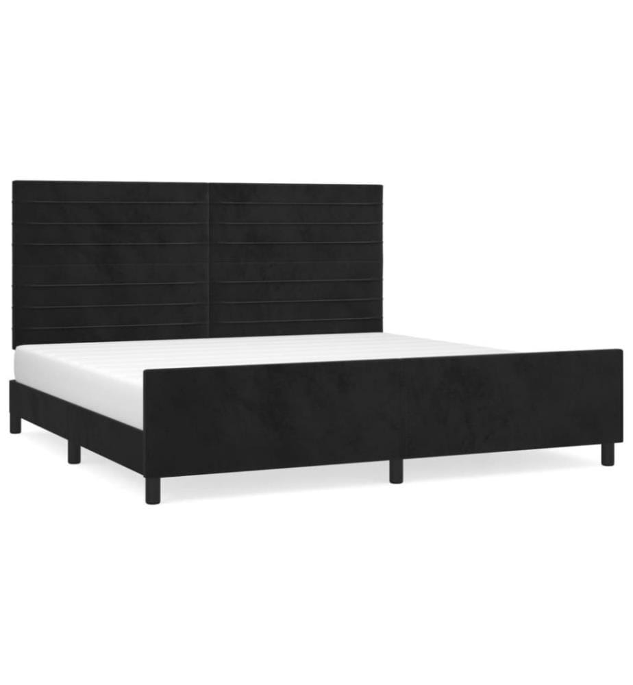 Bettgestell mit Kopfteil Schwarz 200x200 cm Samt