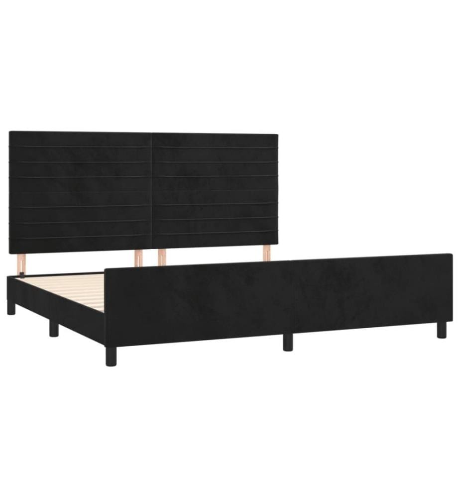 Bettgestell mit Kopfteil Schwarz 200x200 cm Samt