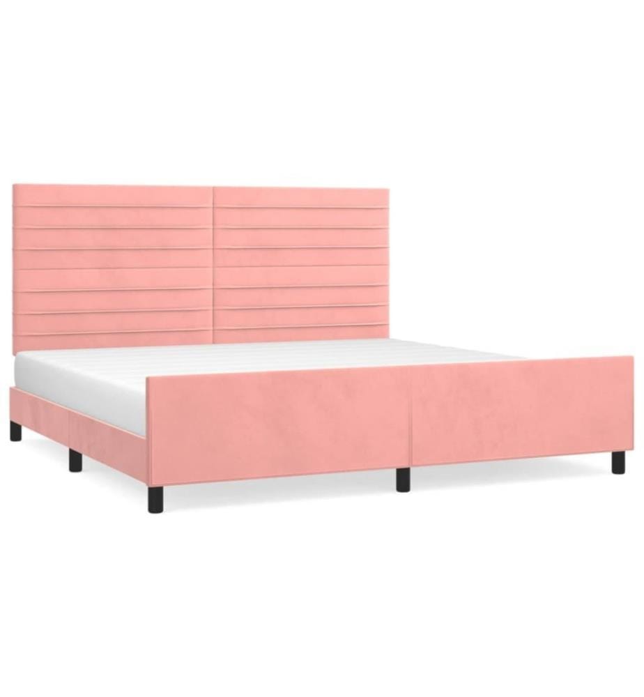 Cadre de lit avec tête de lit Rose 200x200 cm Velours