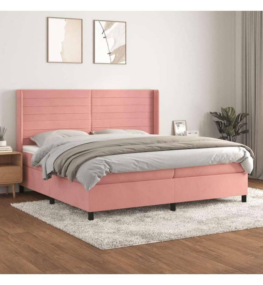 Boxspringbett mit Matratze Rosa 200x200 cm Samt