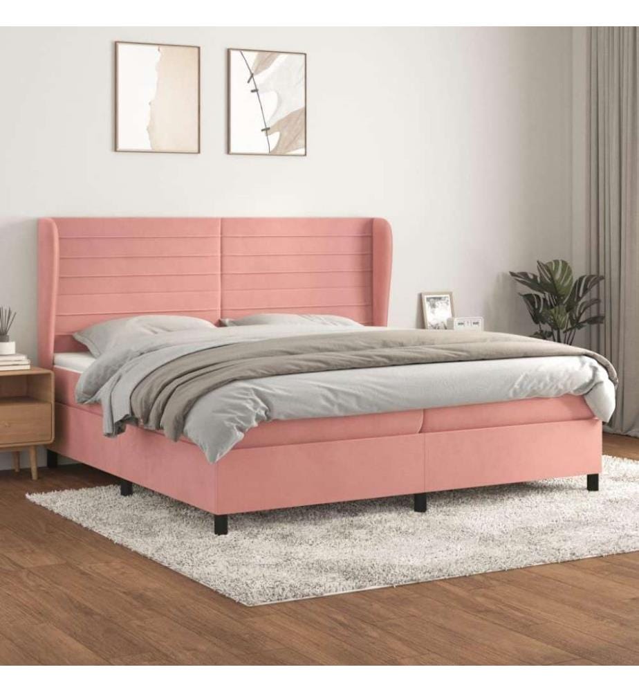 Boxspringbett mit Matratze Rosa 200x200 cm Samt