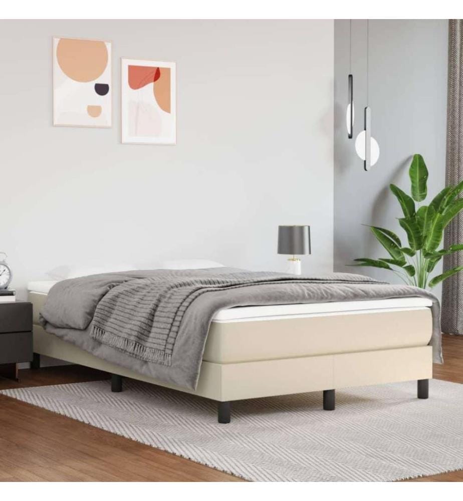 Boxspringbett Creme 120x200 cm Kunstleder