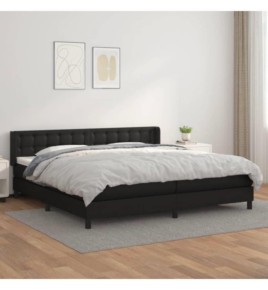 Boxspringbett mit Matratze Schwarz 200x200 cm Kunstleder