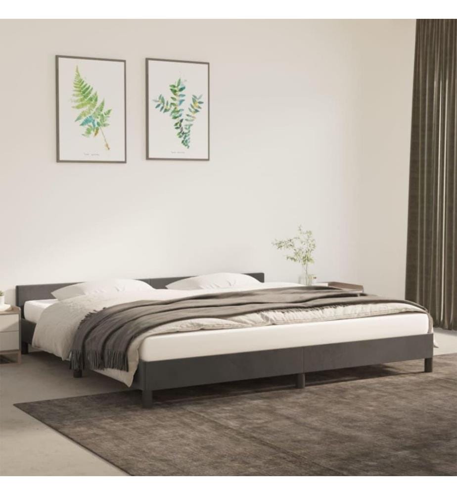 Bettgestell mit Kopfteil Dunkelgrau 200x200 cm Samt