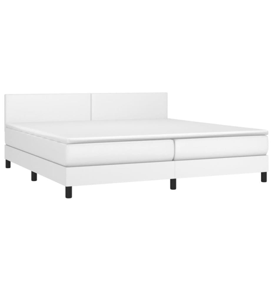 Boxspringbett mit Matratze & LED Weiss 200x200 cm Kunstleder