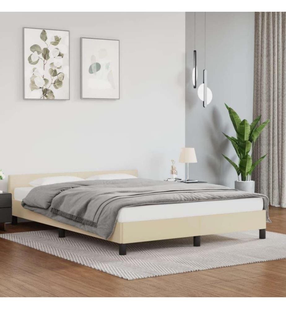 Bettgestell mit Kopfteil Creme 140x200 cm Kunstleder
