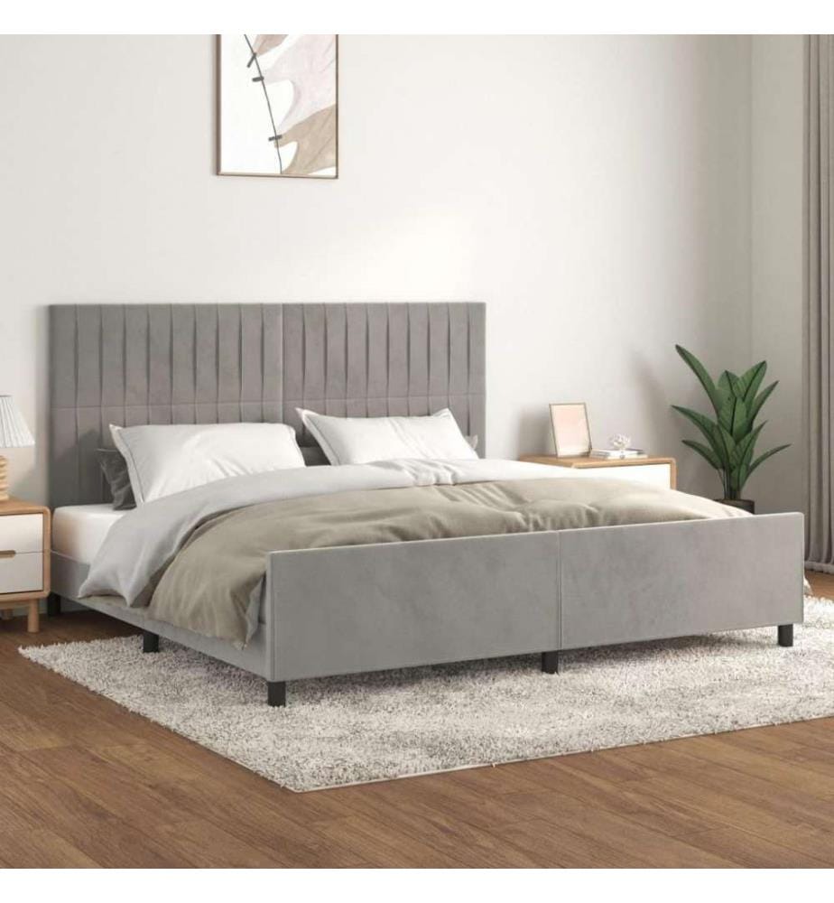 Bettgestell mit Kopfteil Hellgrau 200x200 cm Samt