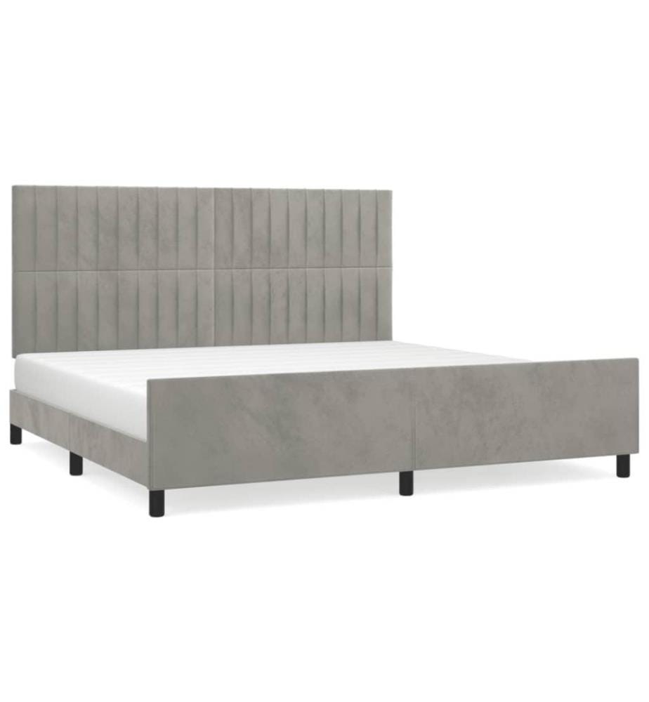Bettgestell mit Kopfteil Hellgrau 200x200 cm Samt
