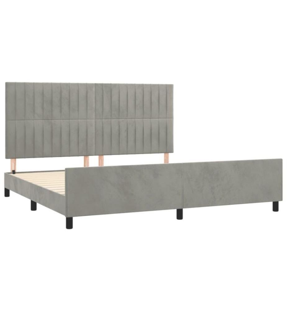 Bettgestell mit Kopfteil Hellgrau 200x200 cm Samt