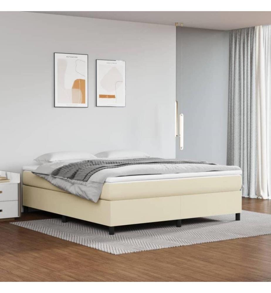 Boxspringbett Creme 180x200 cm Kunstleder