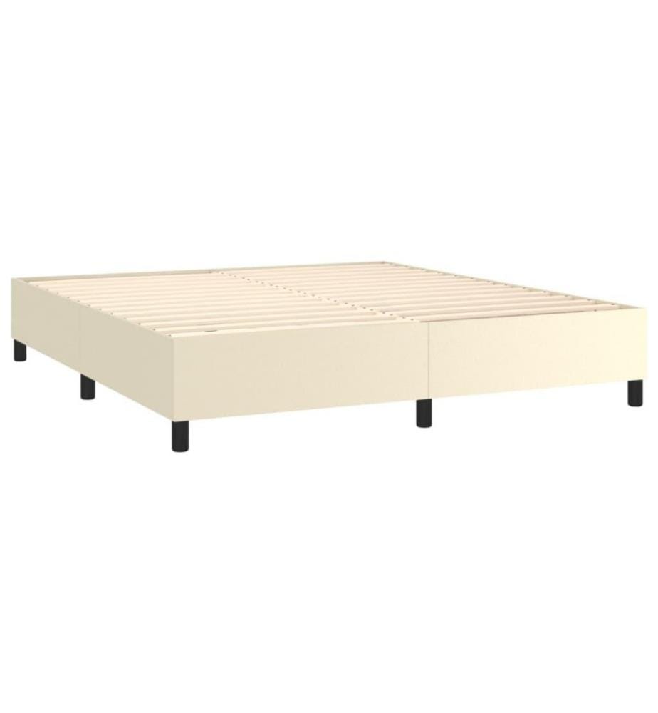 Boxspringbett Creme 180x200 cm Kunstleder